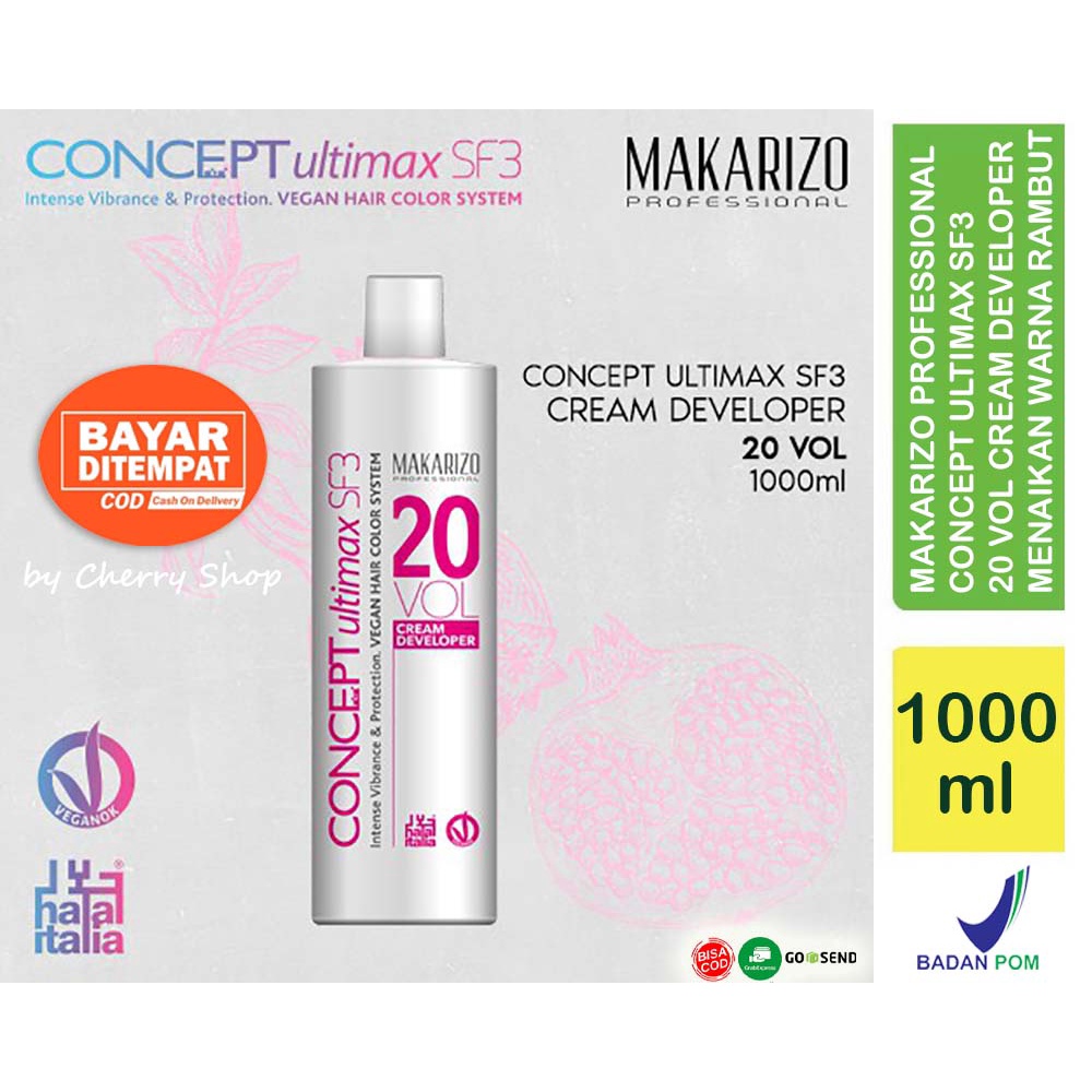 [1000ml] [BPOM] Makarizo Professional Concept Ultimax Cream Developer SF3 20 Volume Bottle 1000 mL