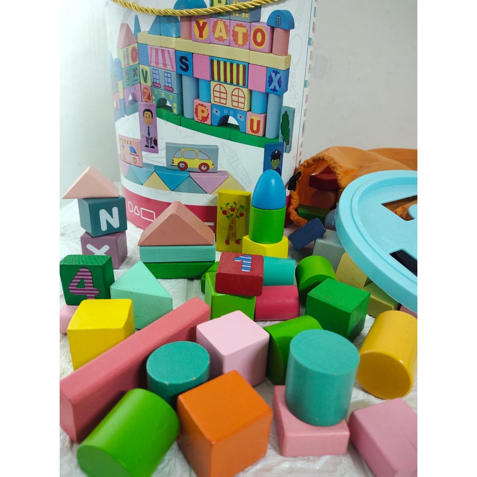 Mainan Edukasi Balok Kayu Anak isi 40pcs