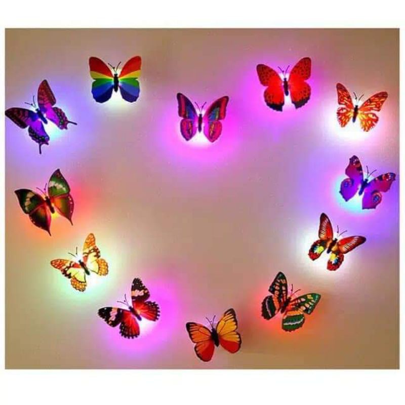 Lampu tidur LED 3D model kupu-kupu aneka warna lucu-lucu