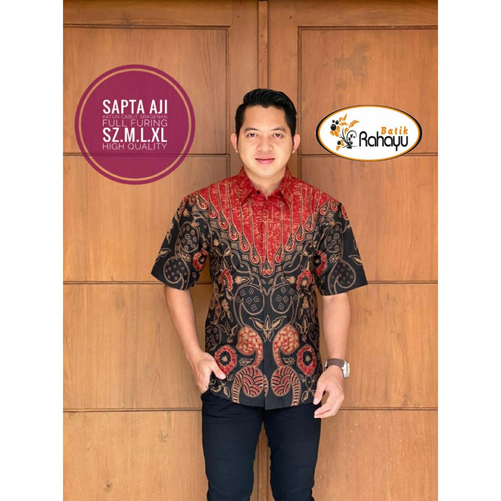 SAPTA AJI RAHAYU KEMEJA BAJU BATIK PRIA SOLO LENGAN PENDEK FULL FURING KATUN HALUS PREMIUM MERAK MERAH NAGA BULAN WAHYU SOGAN WAHYUNGU ANGSA IJO SELENA PRABU BIRU  ANGSA KUNING SEJIWO SEKAR MANUK IBRAHIM PARI MOCCA TIGA DARA GURDO ABRIT MANUK KEMBAR