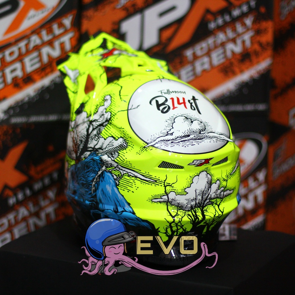 HELM JPX CROSS_FOX1 SERI X14 - FLUO YELLOW GLOSS + GOOGLE SNAIL (ONGKIR 2 KG) HELM JPX TERBARU