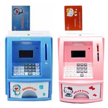 ATM MINI UKURAN BESAR MAINAN ANAK CELENGAN ATM HELLO KITTY DORAEMON POOH LOL TOBOT PONY