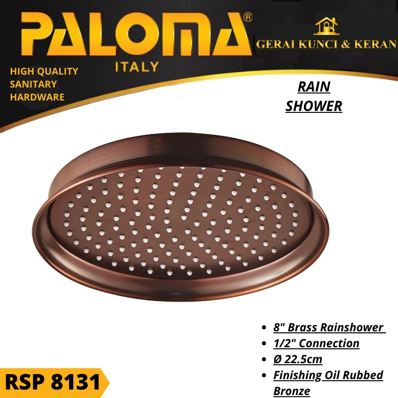 RAIN SHOWER PALOMA RSP 8131 8&quot; ANTIK ORB KEPALA SHOWER MANDI BRASS