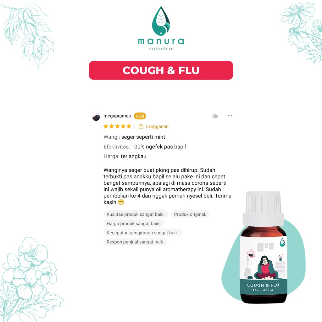 Cough And Flu Manura Essential Oil Aromatherapy Diffuser Humidifier Certified Organic &amp; Therapeutic Grade Natural 100%