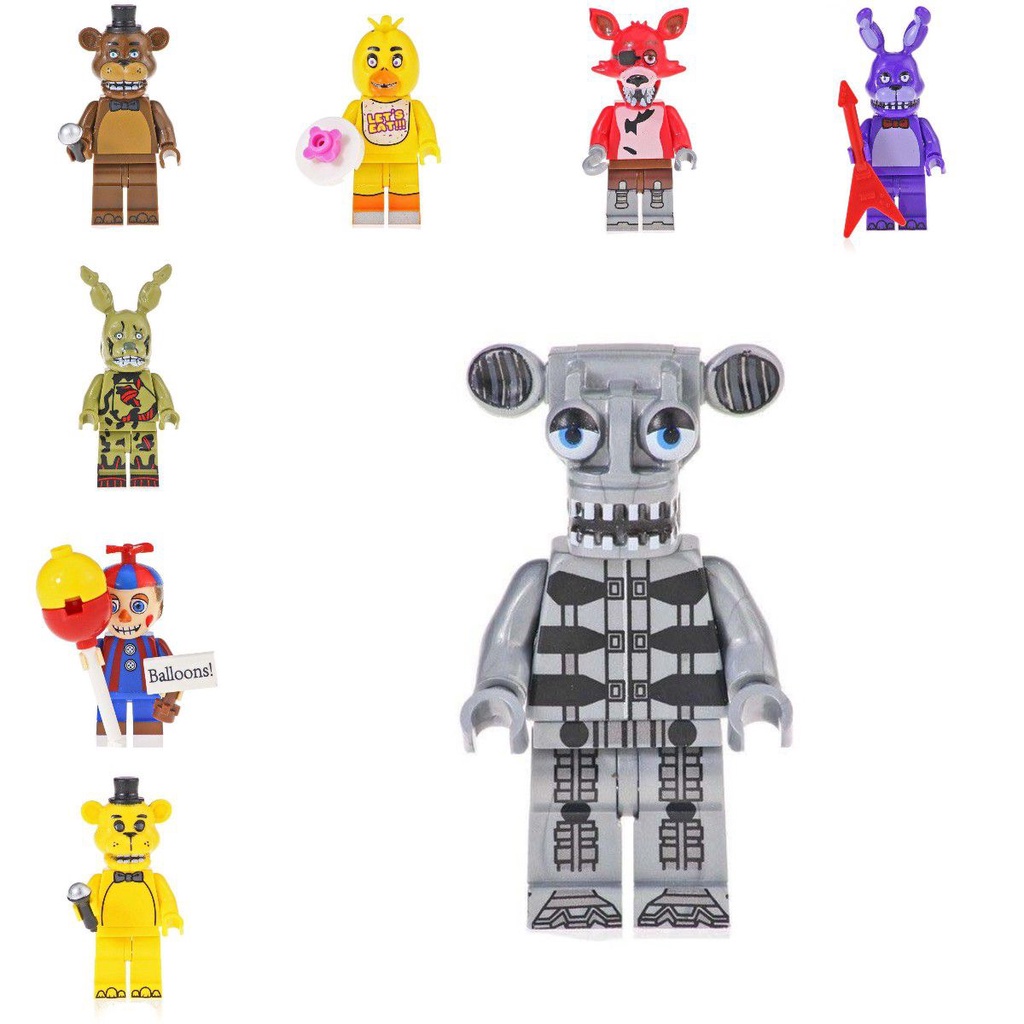 7cm Mainan Five Nights at Freddy's Midnight Bear Action Figurines Assembled Building Dolls Assembled Toys Boneka