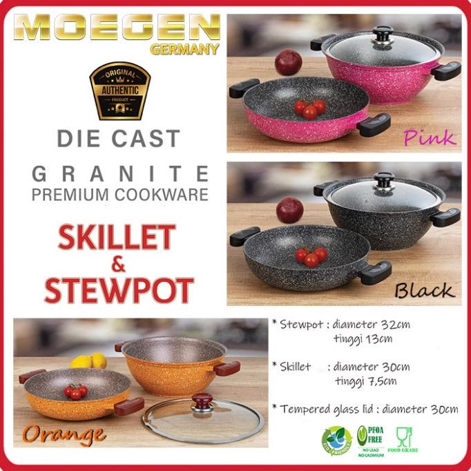 PANCI WAJAN MOEGEN GERMANY SKILLET & STEWPOT SET ANTI LENGKET ORIGINAL