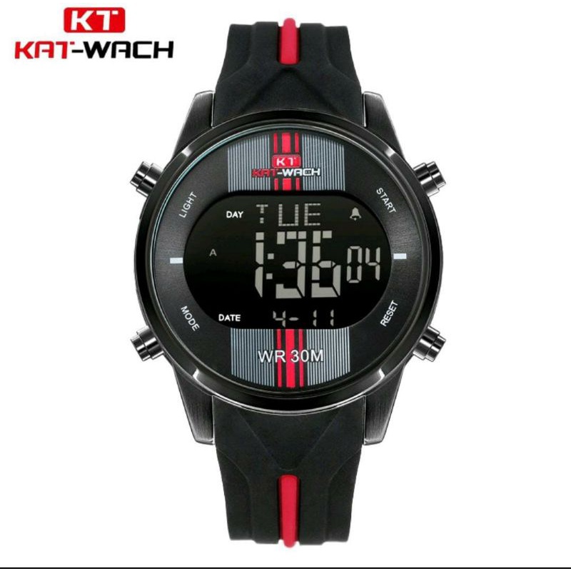 TRENDINGGGGG_0KAT-WACH_KT716 Jam Tangan Pria Digital Tali Kulit_CURRENOS