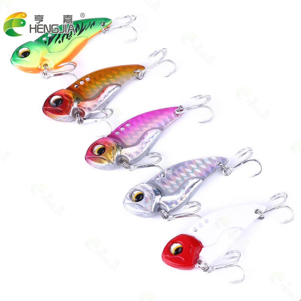 HENGJIA 5PCS/Lot 7g 10g 14g Metal Mini VIB Spoon Spinner Sequin Lure Baits Tail Tackle Hard Bait Crankbait Vibration Sinking Fishing Lure