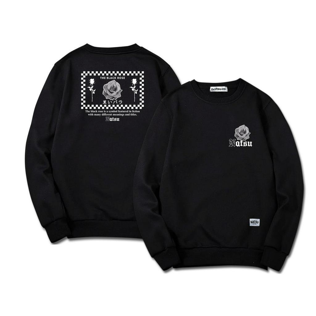 Sweater Crewneck Natsu Co. -  BLACK ROSE CATUR /CREWNEK ORIGINAL/PANDAWA HOODIE