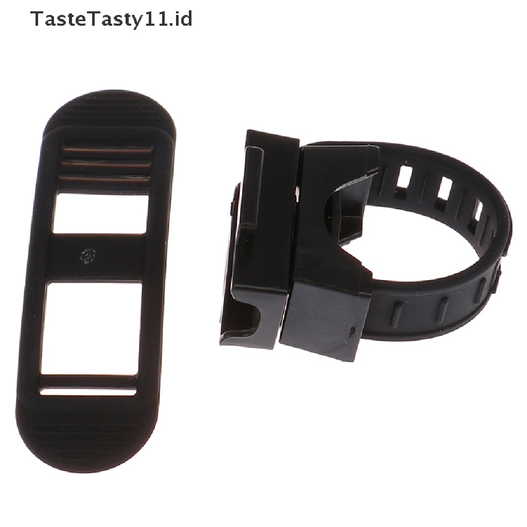 (TasteTasty) Klem Holder Lampu Depan Sepeda Bahan Karet Hitam Rotasi 360C