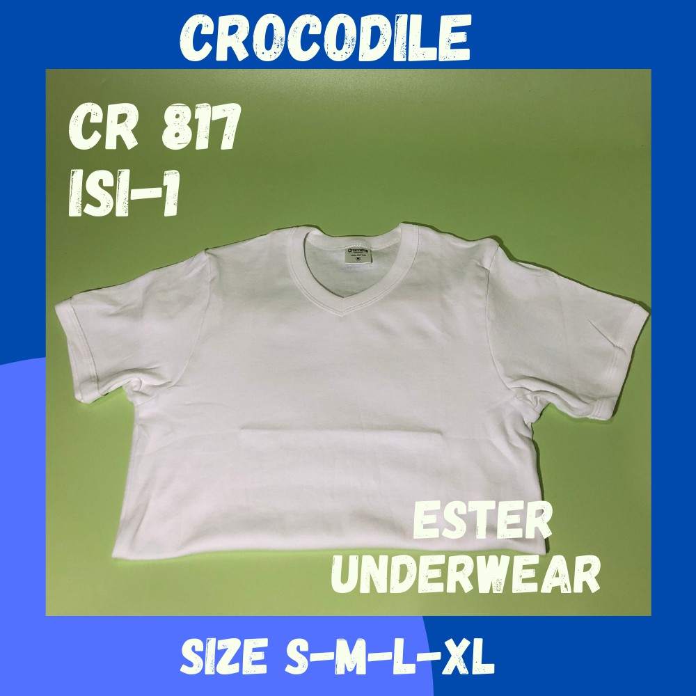 Oblong Pria V-neck CROCODILE  CR 817P PUTIH ISI-1PCS