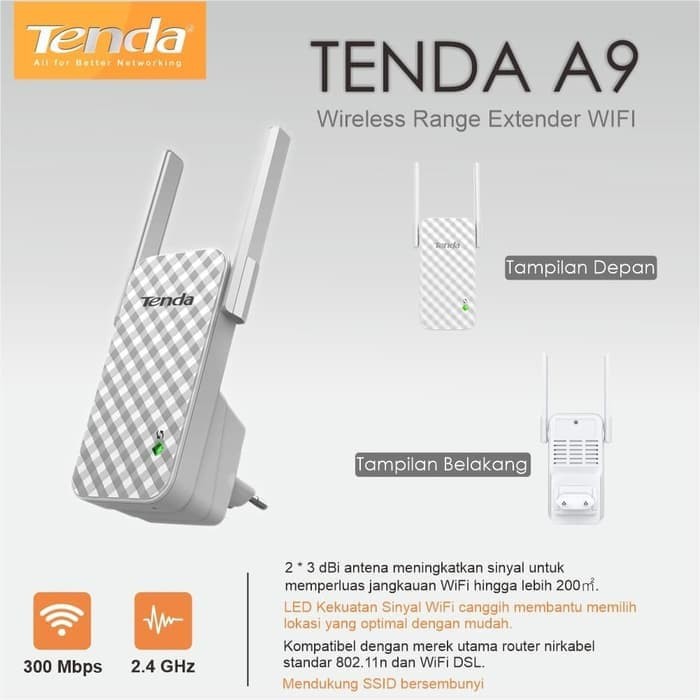 Tenda A9 Wireless N300 Universal Wifi Range Extender/ wifi reapeter