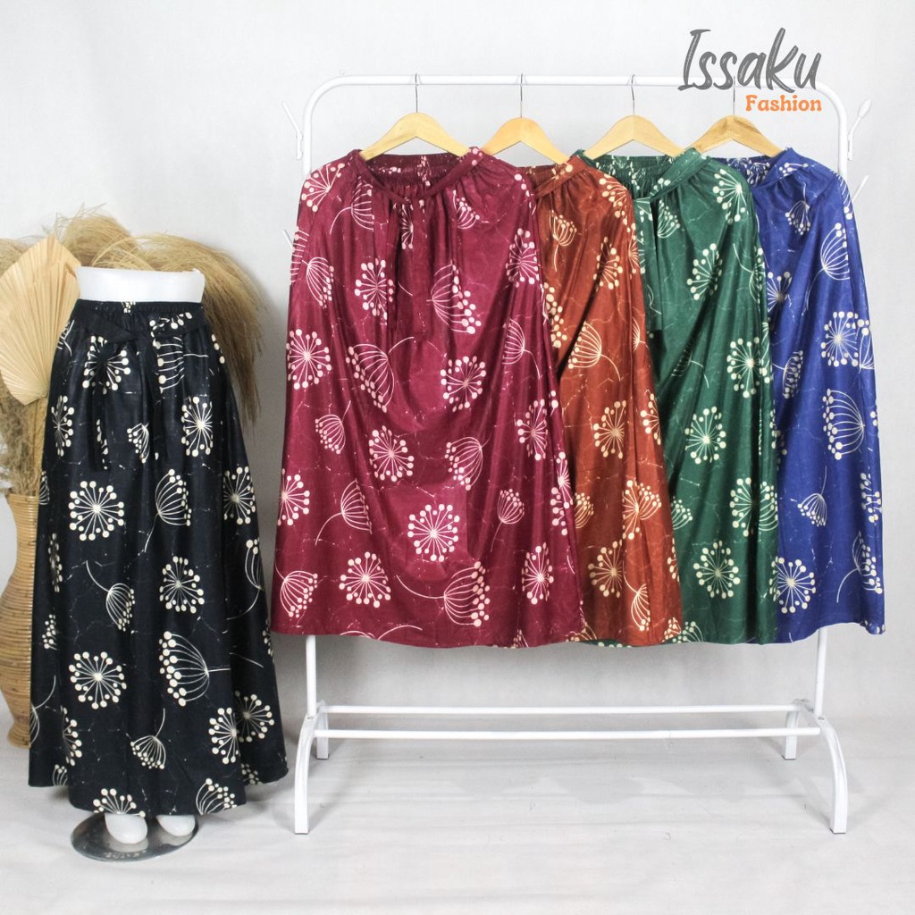 Rok Klok Payung Wanita Motif Batik Rayon Kekinian