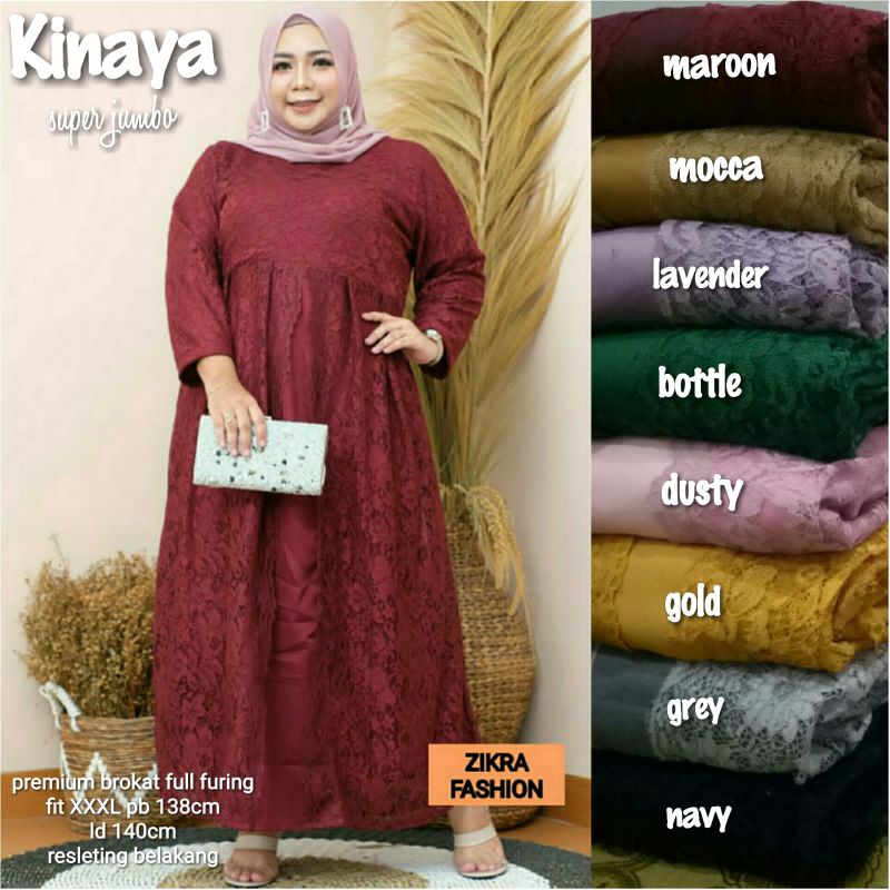 Dress Gamis Brokat Super Jumbo Ld140 Kinaya