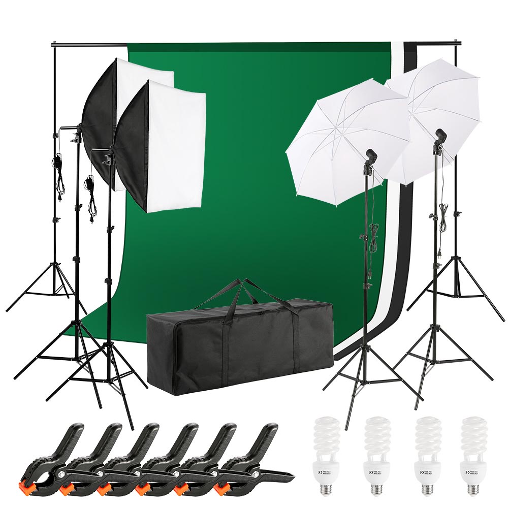 TaffSTUDIO Portrait Foto Studio Day Lighting Kit Youtube Vlog with Backdrop - LD-TZ25