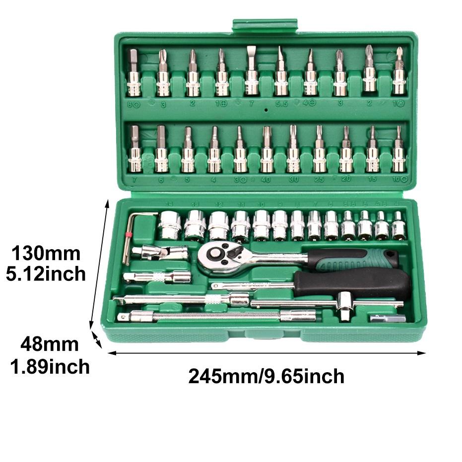 Serbuuuu.. Kunci Sok Set 46 PCS kunci Shock Set 60 HRC Alat Perbaikan mobil set 46 pcs 1/4-Inch Cr-V