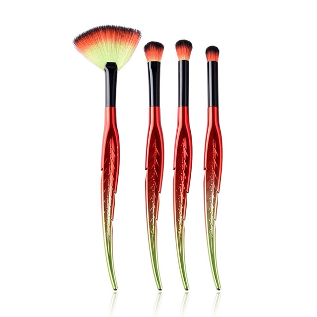 Eye Make Up Brush Kuas Rias Mata Bentuk Daun - 4 PCS - Red