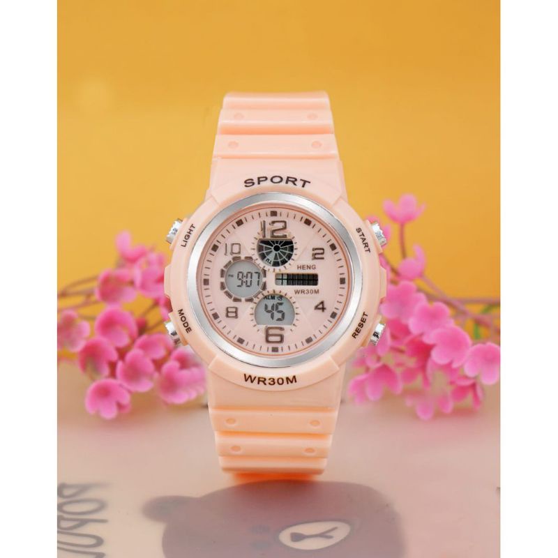 (Terima Cod)Jam Tangan Wanita Digital Sport WR30M Strap Rubber(Dikirim Jakarta)