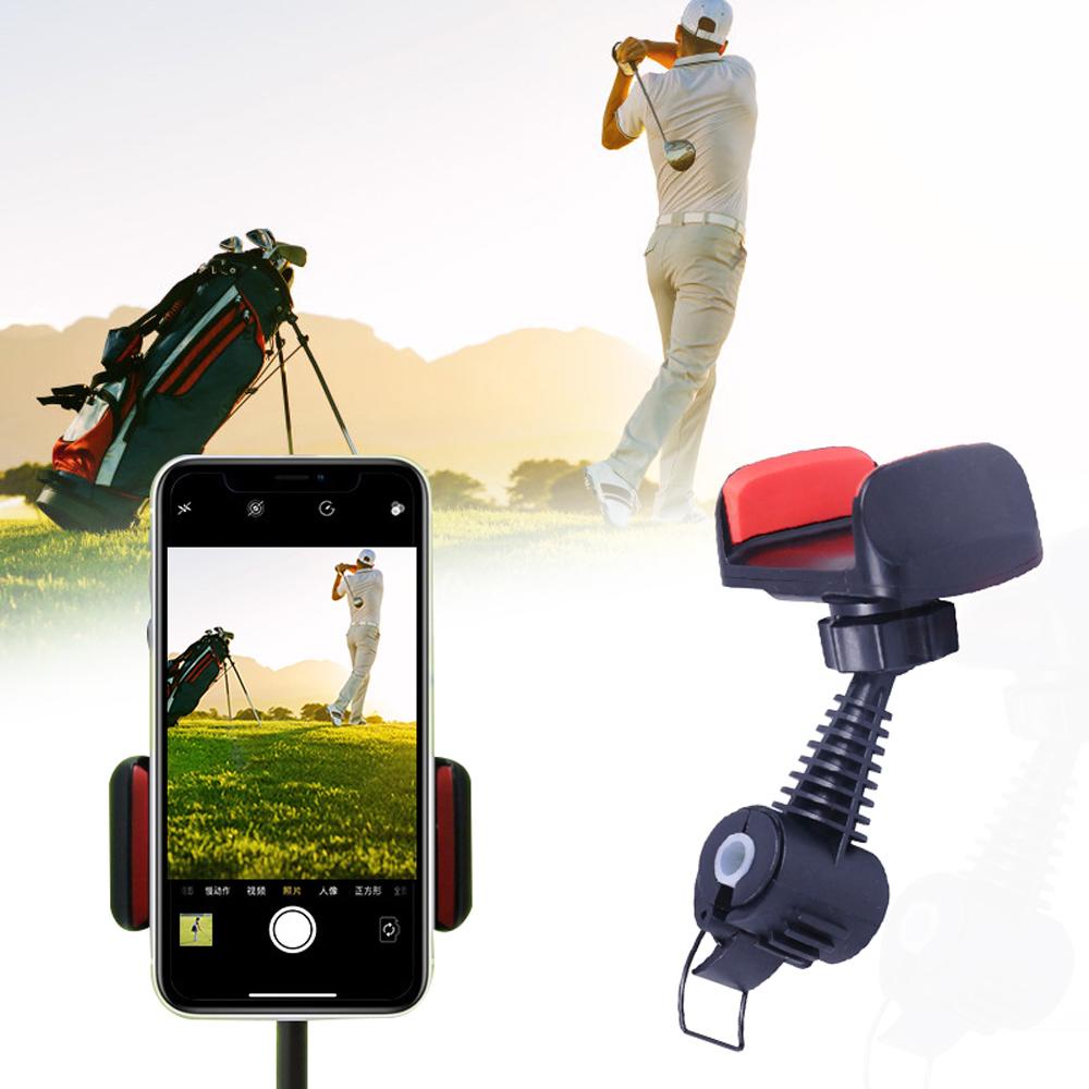 AUGUSTINA Ayunan Golf Holder Golf Swing Recorder Aksesoris Golf Tahan Lama ABS Recorder Hitam Golf Phone Stand