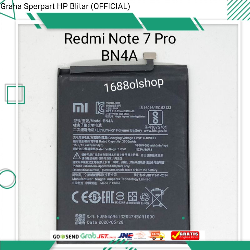 Baterai Redmi Note 7 Batre Redmi Note 7 Pro BN4A Original Battery