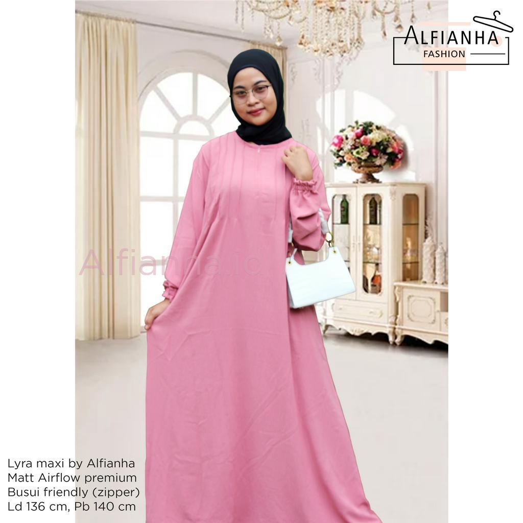 Gamis jumbo wanita ld 136 lyra busui zipper cringkle airflow premium