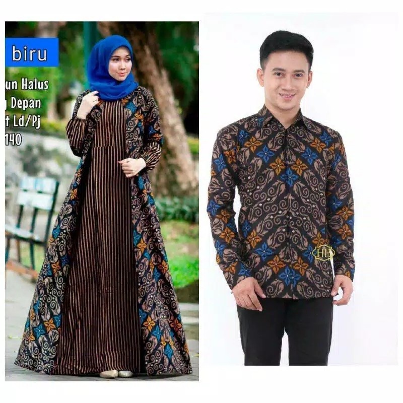 Baju Gamis Batik Wanita - Baju Batik Gamis Allsize Jumbo Model Terbaru Mix Embos Modern Syari 027