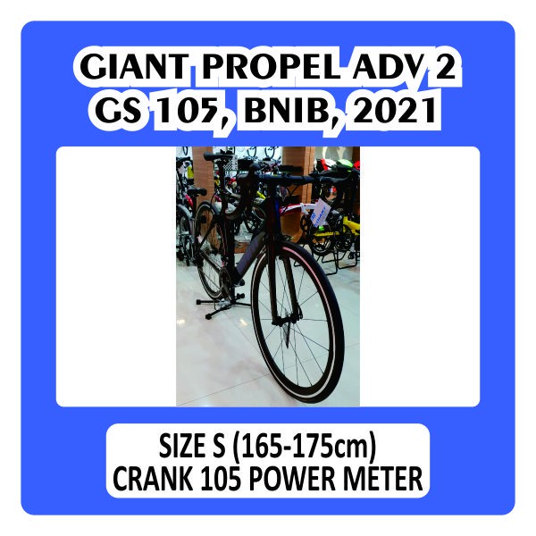 Sepeda Giant Propel Adv 2 2021 Size S Carbon Grupset Shimano 105 R700 Crank Power Meter Original