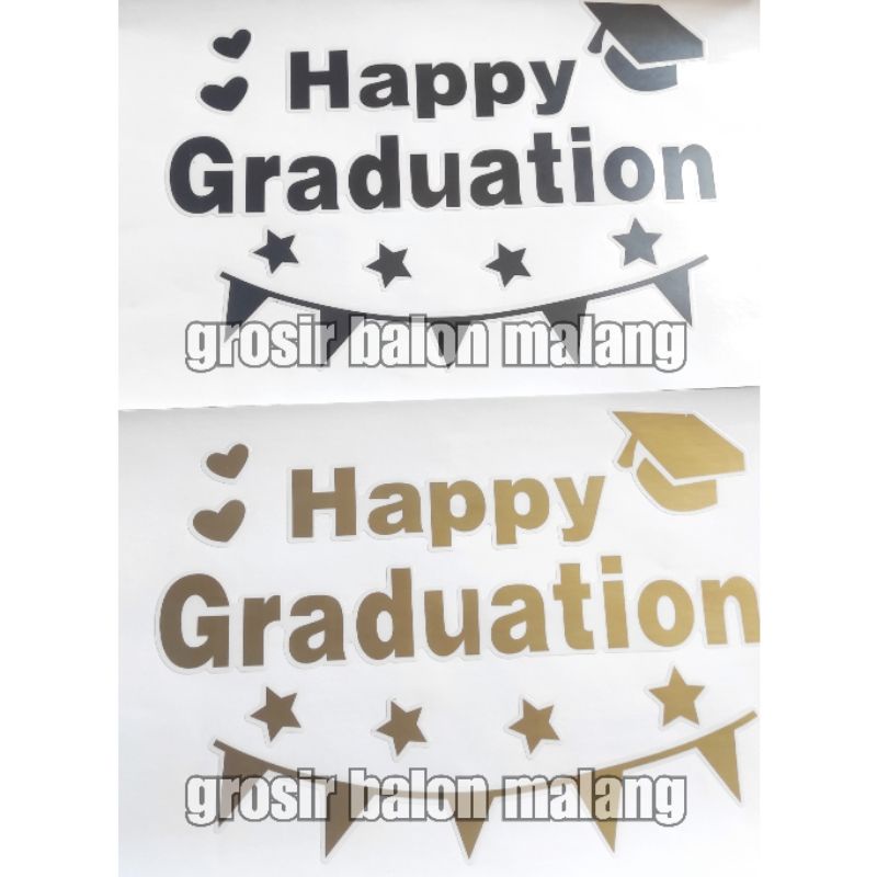 stiker sticker balon bening bobo pvc happy graduation wisuda