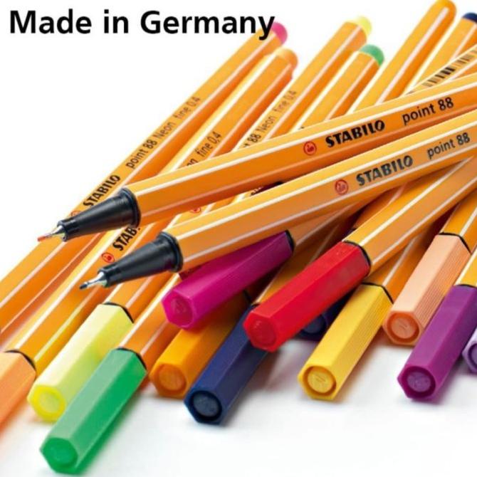 

Point 88 STABILO Fine 0.4 mm Marker Pen Liner Pulpen Highlighter Warna