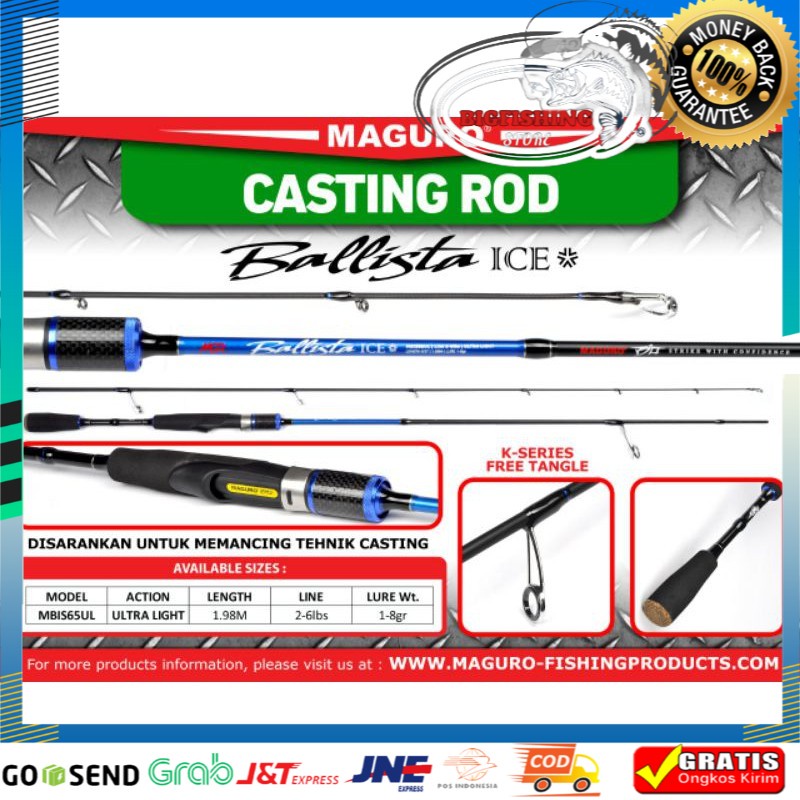 Joran Maguro ballista ice dan flame 662 ul 2-6lb