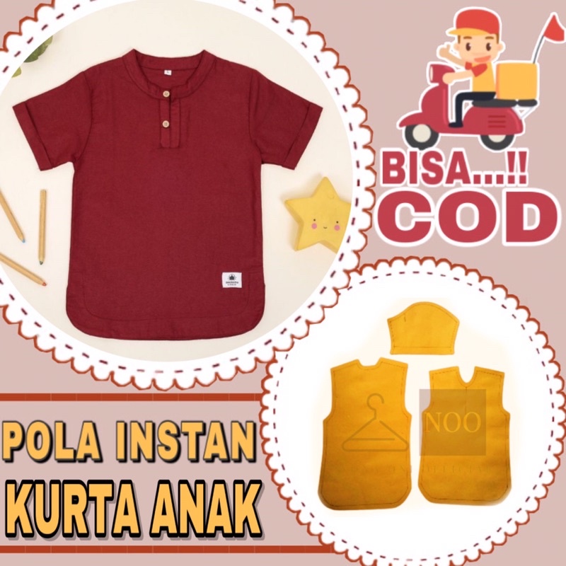 BISA COD✔️ Pola instan baju willy - Pola jiplak baju atasan koko kurta anak - Pola jahit koko kurta 