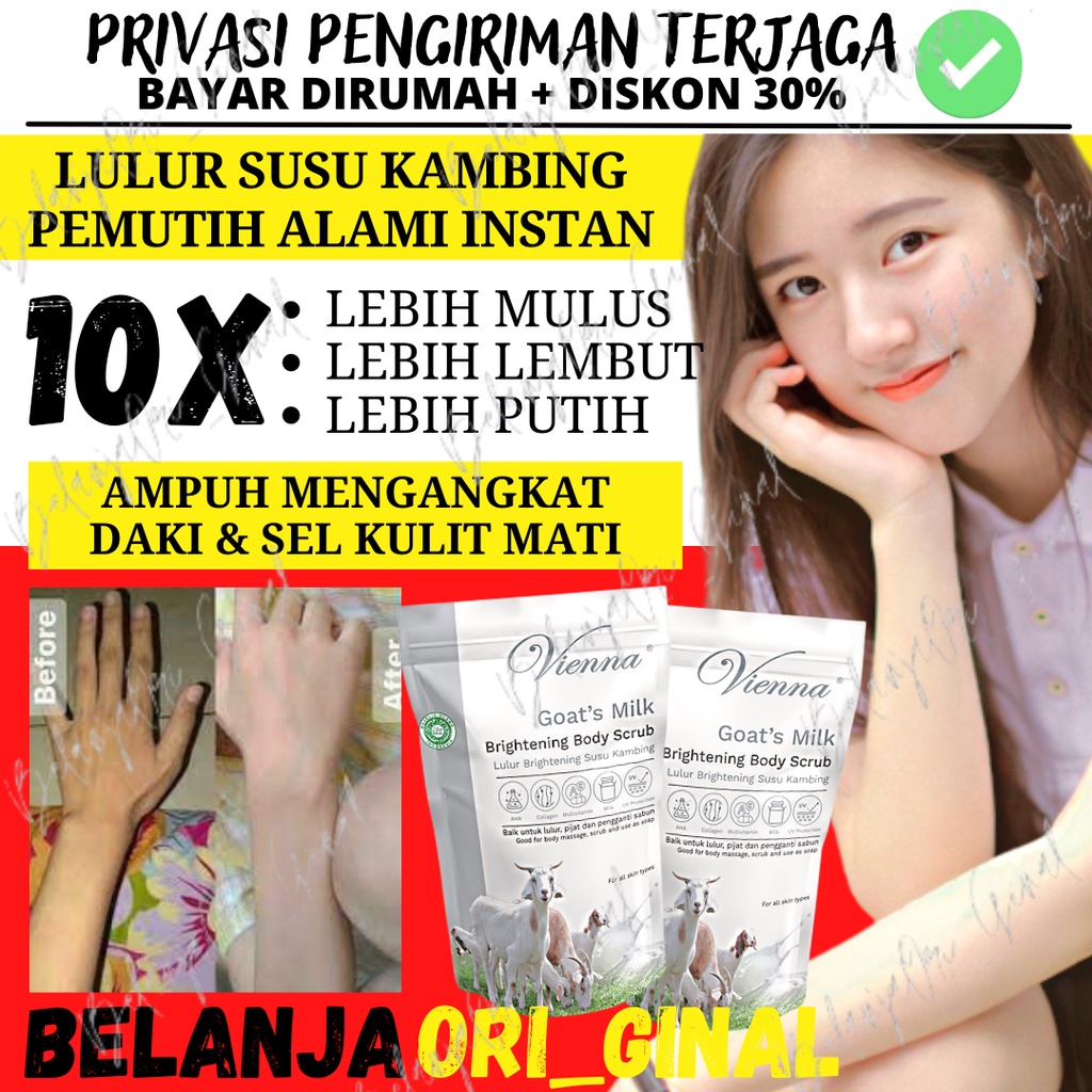 SCRUB -  PEMUTIH BADAN - PERAWATAN KULIT = SUSU KAMBING - VIENNA SCRUB LULUR REFILL WHITENING SUSU K