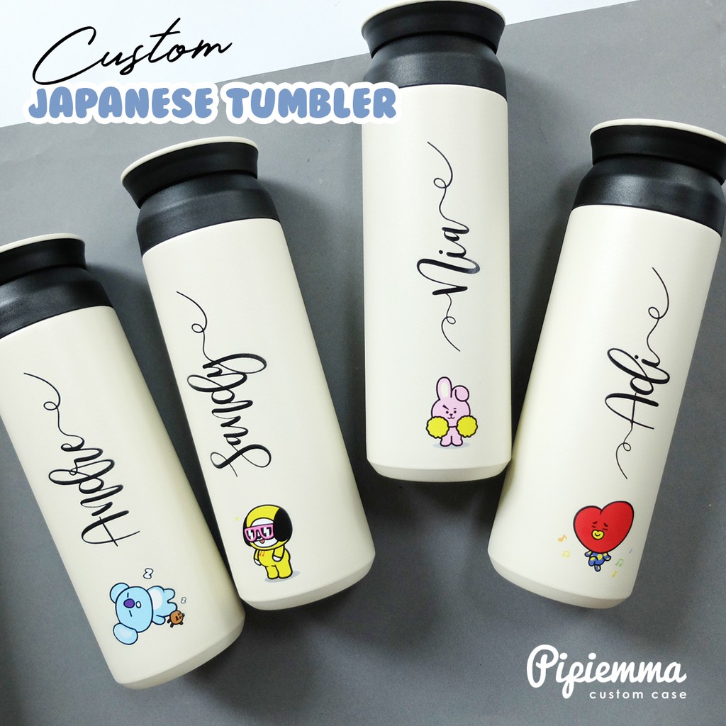 Travel tumbler birthday gift botol minum bt21 custom request nama kasih nama japanese style kado ultah