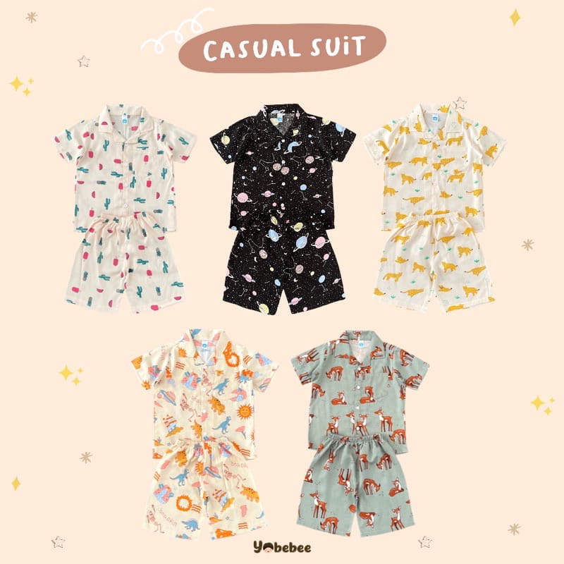 YOBEBEE CASUAL SUIT SETELAN ANAK RAYON ONE SET BAJU TIDUR ANAK 1 - 9 TAHUN