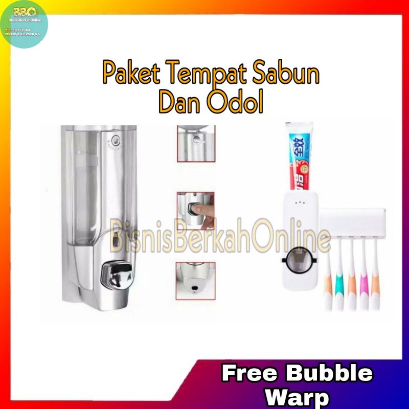 [Paket] Dispenser Sabun Cair 1 Tabung Dan Dispenser Odol Tempat Pasta Gigi