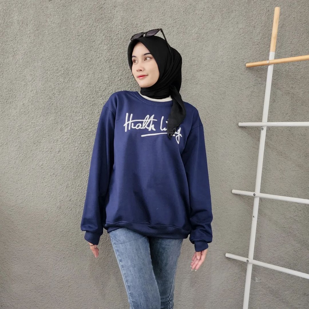 MR KACAMATA Oversize Sweater Crewneck Oblong Bahan Fleece | Unisex Sweater Terbaru Fashion Terkini Korean Style
