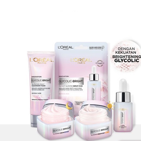 L'Oreal Glycolic-Bright Instant Glowing Series(Serum/Cleanser Foam/Night Cream/Day Cream/Serum Mask)