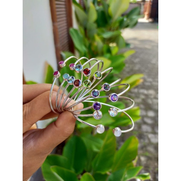 gelang perak bangel permata