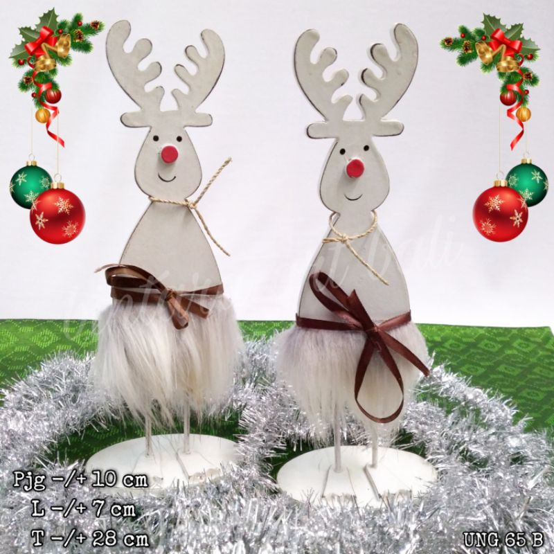 dekorasi natal pajangan natal hadiah souvenir rusa kayu hiasan rusa natal ornament natal cantik