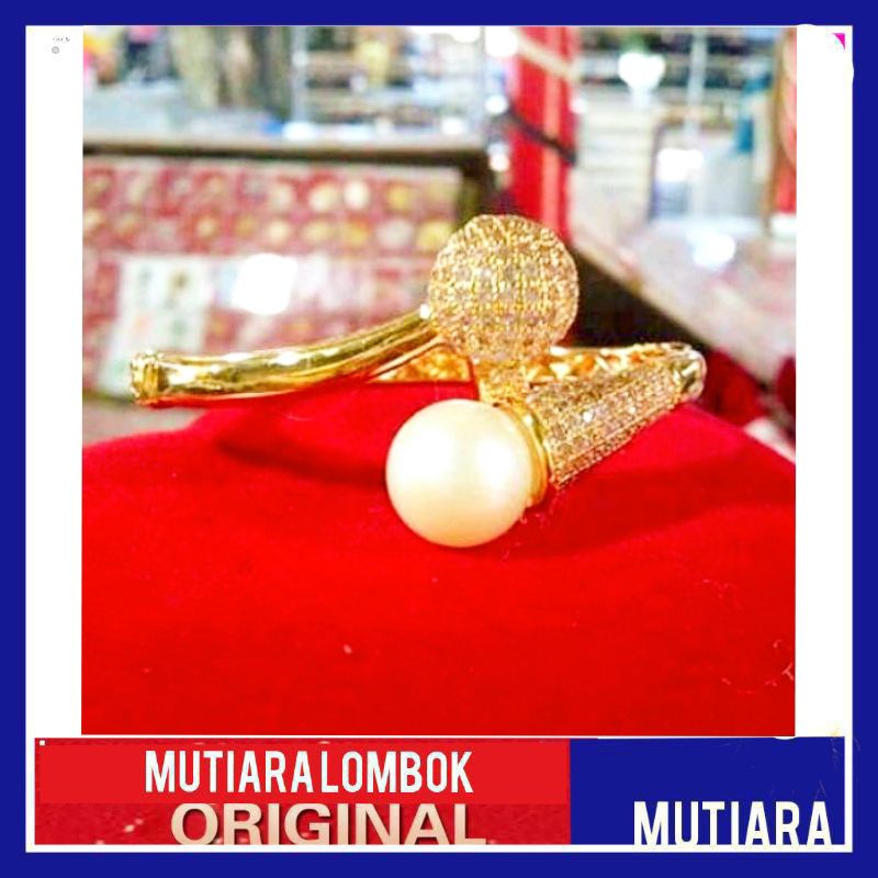 gelang mutiara laut mutiara lombok asli perhiasan gelang wanita jewellery gelang rhodium lapis emas
