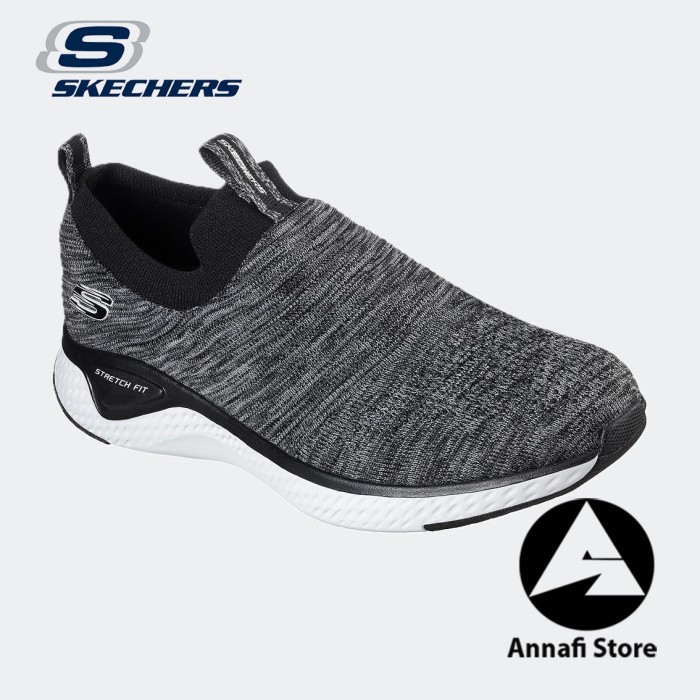 JUAL SEPATU SNEAKERS PRIA SKECHERS SOLAR FUSE 52759-BKW - BLACK WHITE - 44