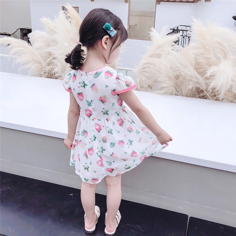 Promo !! Dress anak perempuan import/ dress cute/ Dress strawberry tiffany girl  uk 1-2th