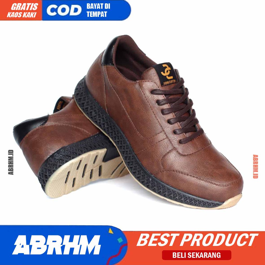 ABRHM x JHONS Sepatu Formal Pria Sepatu Pria Casual Kulit Pu Sepatu Kasual Cowok / Cowo Oxford Kerja Kantor Kuliah Kondangan Gaya Keren Kekinian Original Murah Terlaris