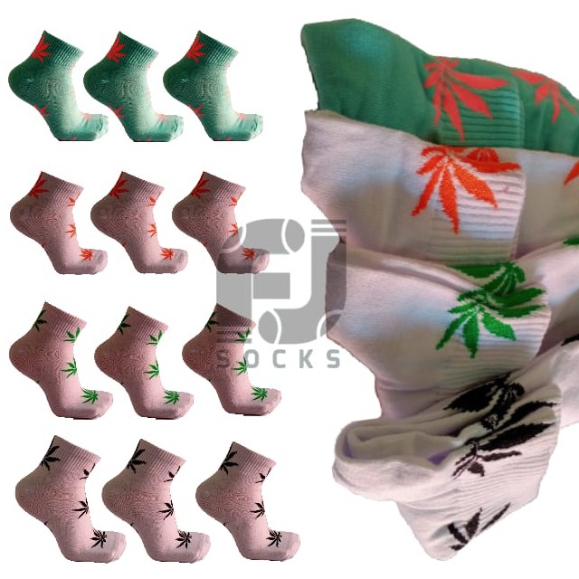 (Motif Daun) Kaos Kaki Skate PE Wanita Pria/kaos kaki Motif Semata kaki/Kaos kaki Ankle Sock Pendek