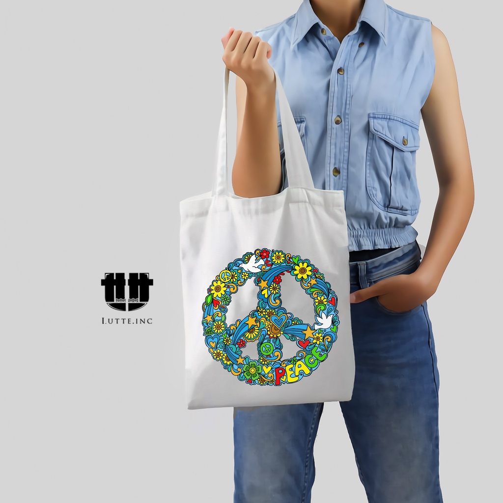 TERBARU Totebag Kanvas Premium ToteBag Lutte.inc Peace Series