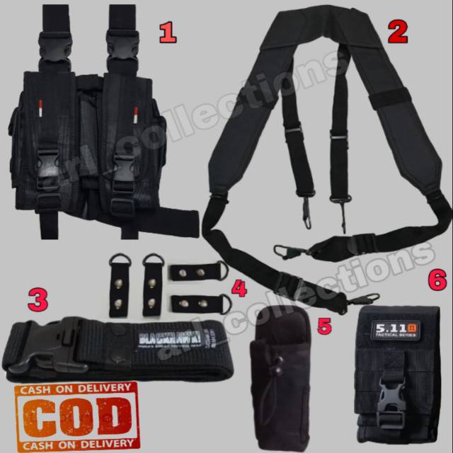 perlengkapan satu set KOPEL/CANTOLAN/DAHRIM/MAGAZEN/SARUNG BARET/AQUA/SARUNG HP TNI/POLRI/SATPAM DLL