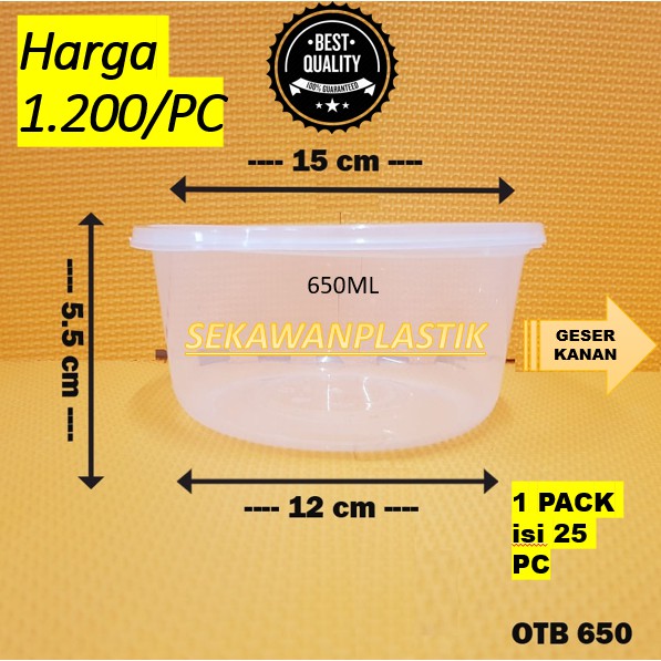 Thinwall bowl Kotak Makan Plastik  650ml mangkok / Food Container Box / OTB650 / OTIPACK