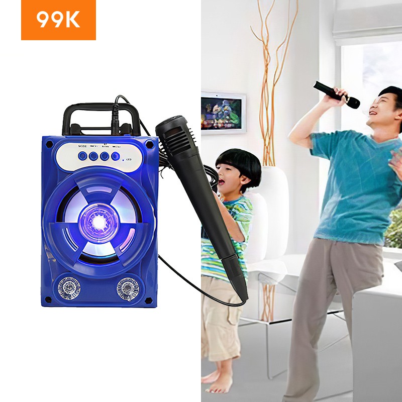 99K Speaker Bluetooth Karaoke Free Mic Portable Radio TF CARD USB