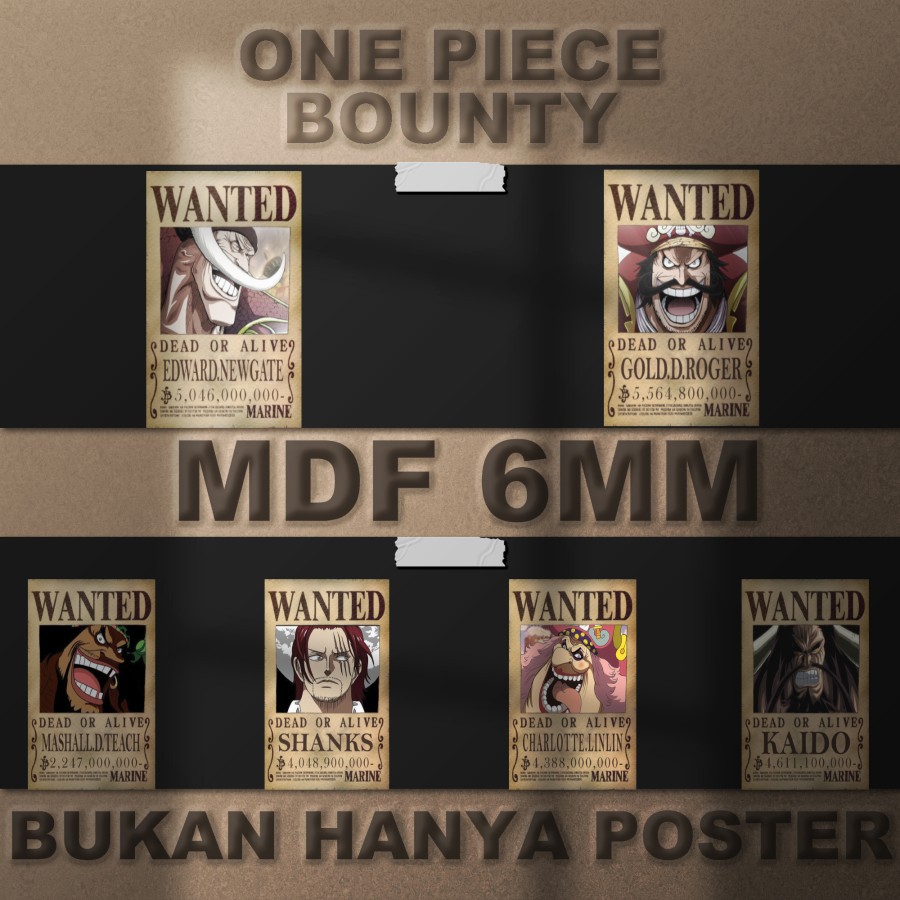 One Piece Wanted Bounty Poster Onepiece Poster Kayu Pajangan Dinding