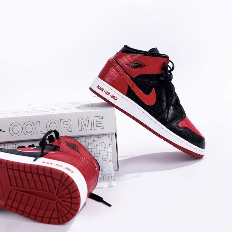 Sepatu Sneakers Original Air Jordan 1 Mid GS Bred